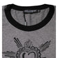 Gray Sacred Heart Cotton Crew Neck T-shirt