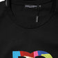 Black DG Logo Print Cotton Crew Neck T-shirt