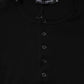 Black Cotton Knit Crew Neck Henley T-shirt