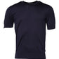 Dark Blue Silk Crew Neck Short Sleeves T-shirt