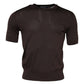 Brown Silk Crew Neck Short Sleeves T-shirt