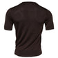 Brown Silk Crew Neck Short Sleeves T-shirt