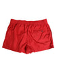 Red Drawstring Beachwear Shorts Swimwear