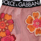 Pink Floral Leggings Stretch Waist Pants