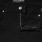 Black Cotton Skinny Mid Waist Denim Jeans