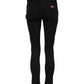 Black Cotton Skinny Mid Waist Denim Jeans