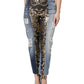 Multicolor Patchwork Tapered Denim Jeans