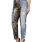 Multicolor Patchwork Tapered Denim Jeans