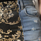 Multicolor Patchwork Tapered Denim Jeans