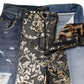 Multicolor Patchwork Tapered Denim Jeans