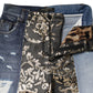 Multicolor Patchwork Tapered Denim Jeans