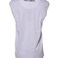 White Cotton Sleeveless Printed Tank T-shirt