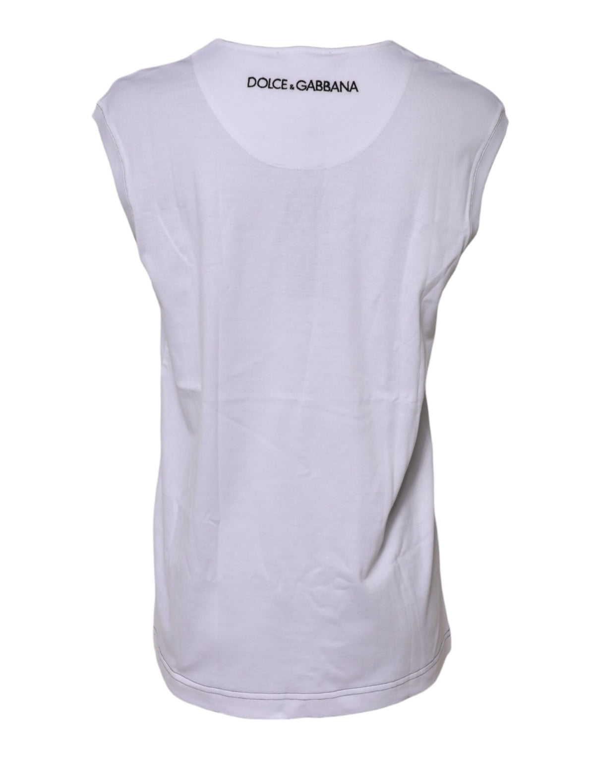 White Cotton Sleeveless Printed Tank T-shirt