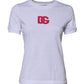 White Cotton DG Logo Embroidery Top T-shirt