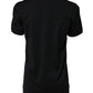 Black Cotton DG Print Short Sleeve Top T-shirt