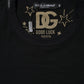 Black Cotton DG Print Short Sleeve Top T-shirt