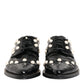 Black Leather Faux Pearl Dress Broque Shoes