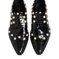 Black Leather Faux Pearl Dress Broque Shoes
