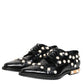 Black Leather Faux Pearl Dress Broque Shoes
