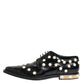 Black Leather Faux Pearl Dress Broque Shoes