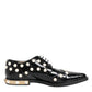 Black Leather Faux Pearl Dress Broque Shoes