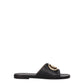 Black Leather Slippers Sandals