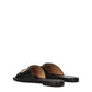 Black Leather Slippers Sandals