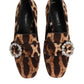 Brown Leopard Print Crystals Loafers Flats Shoes