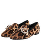 Brown Leopard Print Crystals Loafers Flats Shoes
