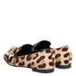 Brown Leopard Print Crystals Loafers Flats Shoes