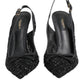 Black Tulle Ricamo Heels Slingbacks Shoes