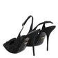 Black Tulle Ricamo Heels Slingbacks Shoes