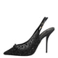 Black Tulle Ricamo Heels Slingbacks Shoes