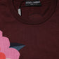 Maroon Floral Silk Crew Neck Blouse Top