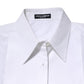 White Cotton Collared Long Sleeves Shirt Top