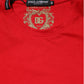 Red Plain Short Sleeve Crew Neck Top T-shirt