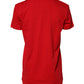 Red Cotton Short Sleeves Crew Neck Top T-shirt