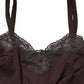 Dark Brown Lace Trim Wool Sleeveless Tank Top