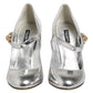 Silver Chandelier Sculpted Heel Mary Jane Pump Shoes