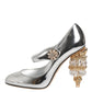 Silver Chandelier Sculpted Heel Mary Jane Pump Shoes