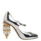 Silver Chandelier Sculpted Heel Mary Jane Pump Shoes