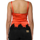 Red Black Lace Trim Silk Sleeveless Tank Top