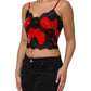 Red Black Lace Trim Polyester Sleeveless Tank Top