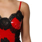 Red Black Lace Trim Polyester Sleeveless Tank Top