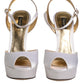 White Satin Platform Heels Sandals Shoes