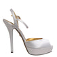 White Satin Platform Heels Sandals Shoes