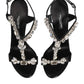Black Keira Crystals Heels Sandals Shoes