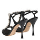Black Keira Crystals Heels Sandals Shoes