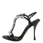Black Keira Crystals Heels Sandals Shoes