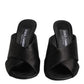 Black Logo KEIRA Satin Slides Sandals Shoes